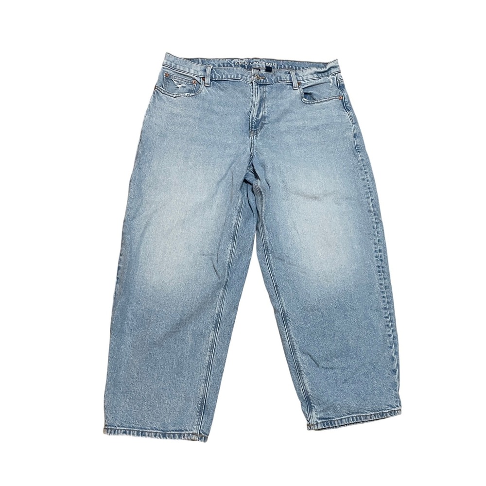 American Eagle Women's 16 Light Wash High Rise Stretch Barrel Balloon Jeans